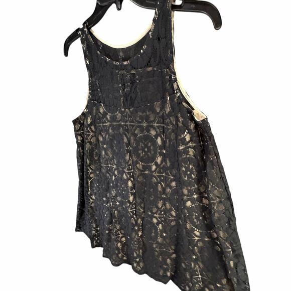 Free People Lace Mini Dress Womens XS Black Geo Floral Romantic Boho Whimsygoth - Picture 3 of 12